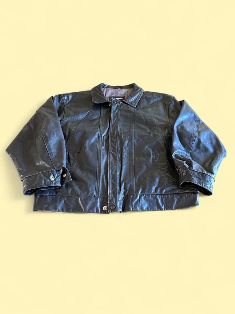 Vintage London Fog Winning Edge Black Leather Bomber Jacket Men’s L